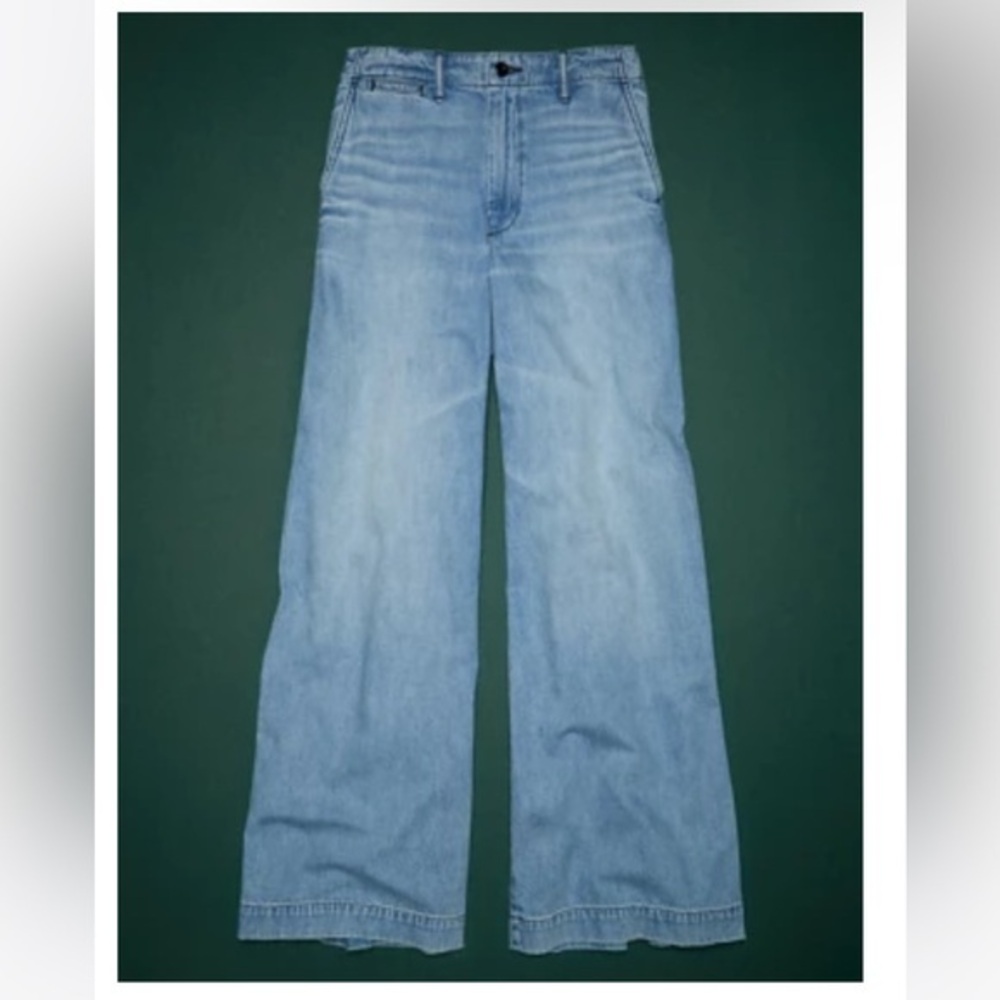 AE77 Premium Wide Trouser Jean in Light Wash, size 12